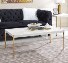 Modern Contemporary Living Room Coffee Table 1pc White and Gold Finish Glam Home Furniture Occasional Table