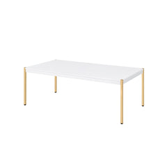 Modern Contemporary Living Room Coffee Table 1pc White and Gold Finish Glam Home Furniture Occasional Table