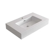 BB02-30-101, Integrated solid surface basin WITHOUT drain and faucet, glossy white color