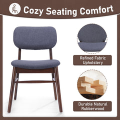 Set of 2 Mid - Century Upholstered Dining Chair with Rubberwood Frame, Walnut+Charcoal (same sku: 59302.00CCL)