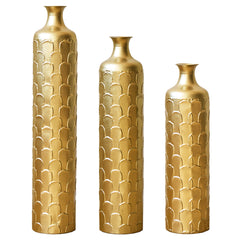 Floor Metal Vases Decorated White Metal vases Set of 3 gorgeous home decoration large glazed metal vases 25.2in/29.33in/34.25in height