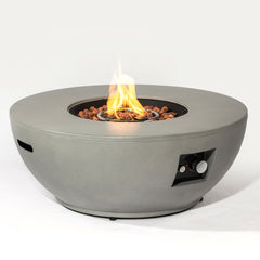 36" Propane Gas Fire Pit Table 2-Pieces, 50000 BTU Round Steel Fire Pit with Tank Holder for Outside Patio Deck Garden Backyard- Grey