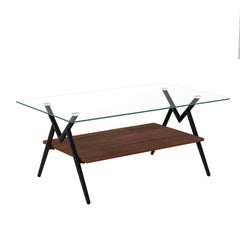 Coffee Table and End tables Set of 3, Tempered Glass Table with MDF layer, Modern Tables for Living Room , Transparent Glass