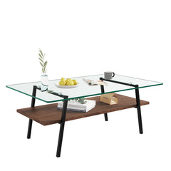 Coffee Table and End tables Set of 3, Tempered Glass Table with MDF layer, Modern Tables for Living Room , Transparent Glass