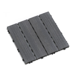 Patio Floor Tiles Pack of 22 WPC Wood-Plastic Composite Patio Deck Tiles DIY Interlocking Decking Tiles, Quick Deck Floor Tile, Court Tile, Water Resistant Indoor Outdoor -11.8" ASH