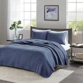 3 Piece Quilt Set Navy King/Cal King