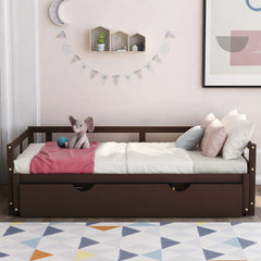 Extending Daybed with Trundle, Wooden Daybed with Trundle, Espresso