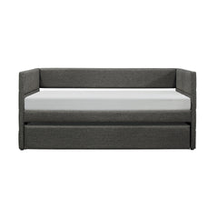Modern Style Daybed with Trundle Dark Gray Fabric Upholstered Wooden Furniture 1pc