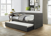 Modern Style Daybed with Trundle Dark Gray Fabric Upholstered Wooden Furniture 1pc