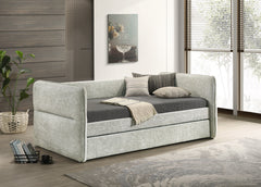 Luxurious 1pc Modern Daybed Pull Out Trundle Button Tufted Nailhead Trim Bedroom Living Room Furniture Light Gray Finish