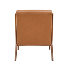 Walnut Finish Sleek Design Accent Chair Brown Faux Leather Upholstery Modern Living Room Furniture 1pc
