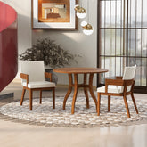 Modern Walnut Wood & White Glossy PU Leather Upholstered Dining Chairs Set of 2