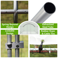 Large Chicken Coop Metal Chicken Run with Waterproof and Anti-UV Cover, Dome Shaped Walk-in Fence Cage Hen House for Outdoor and Yard Farm Use, 1" Tube Diameter, 9.84' x 19.68' x 6.56'