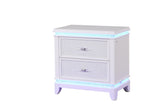 Opium Modern Style 2-Drawer Nightstand with Mirror-Embellished Front and LED Enhancement in White same as G150108868 (NJ inventory)