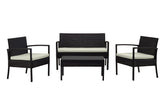 4-Piece Conversation Set in Black and Cream