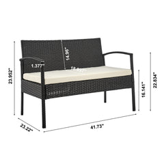 4-Piece Conversation Set in Black and Cream