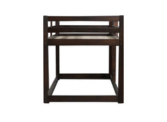Solid Wooden, Solid Rubber Wooden Twin over Twin Floor Bunk Bed with Ladder, with Bed Platform of Strengthened Slats , Espresso