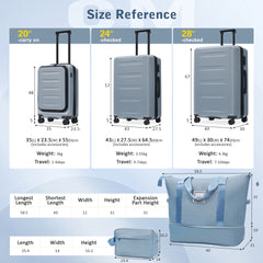 Luggage Sets 5 Piece with Front Opening, Hardside Expandable Carry On Suitcase Set with Double Spinner Wheel, Lightweight Travel Luggage with USB Port,TSA Locks(20"24"28")