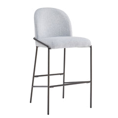 Galen Indoor Metal Upholstered Barstool, Antique Bronze Finish Frame with Gray Fabric, Set of 2