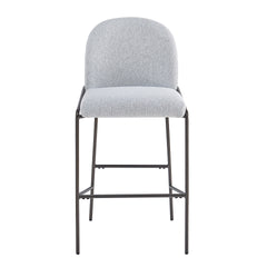 Galen Indoor Metal Upholstered Barstool, Antique Bronze Finish Frame with Gray Fabric, Set of 2