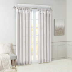 Twist Tab Lined Window Curtain Panel Silver 50x120"