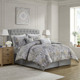6 Piece Cotton Comforter Set Grey Full
