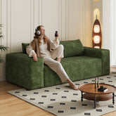 78.8" 3Setaser Sofa,Corduroy Fabric,Deep Seat Couches,Comfy Loveseat Sofa,No Assembly,1pcs for Living room, Bedroom,Conference room ,Apartment,Green