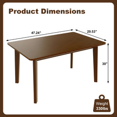 Rustic Farmhouse Dining Table - Solid Wood Frame, Minimalist Modern Dining Table for Kitchen, Dining Room, Living Room, Walnut
