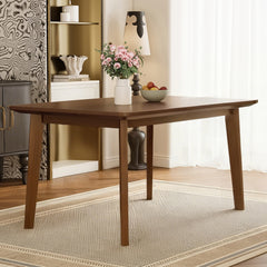 Rustic Farmhouse Dining Table - Solid Wood Frame, Minimalist Modern Dining Table for Kitchen, Dining Room, Living Room, Walnut