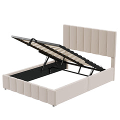 Full size Upholstered Platform bed with a Hydraulic Storage System - Beige(OLD SKU: LP000111AAA)