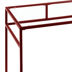 Yasin Glass Top & Red Finish Writing Desk