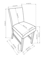 2pc Light Gray Upholstered Chairs Soft Neutral Tone Dark Finish Legs Wooden Dining Room Furniture