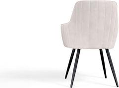 Beige Modern Mid-Century Upholstered Accent Chair with Channel-Tufted Back, Set of 2