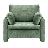 Green Accent Chair, Modern Upholstered Accent Chair with Armrests, Cloth Arm Chairs with Thick Cushion and Arched Backrest, Single Fabric Armchair for Living Room, Bedroom, Study, Office