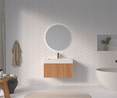 30" Bathroom Vanity with Sink,Wall Mounted Floating Bathroom Cabinet with Integrated Basin Plywood Finish Modern Minimalist Design for Compact Bathrooms Acacia Color