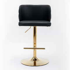 A&A Furniture,Swivel Barstools Adjusatble Seat Height, Modern PU Upholstered Bar Stools with the whole Back Tufted, for Home Pub and Kitchen Island(Black, Set of 2)