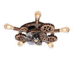 19.6" Farmhouse ceiling fan light and remote, Industrial Caged Ceiling Fan Light, Retro Ceiling Fan Lights with 7 Blades , Reversible Motor for Dining Room Living Room Bed--NOT Included Bulbs