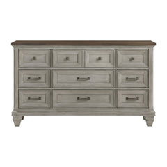 Nine Drawers Dresser Antique Gray and Brown Finish Bedroom Furniture 1pc