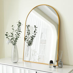 20x30 Inch Gold Metal Framed Arched Bathrrom Mirror for Wall.(W2203134108)