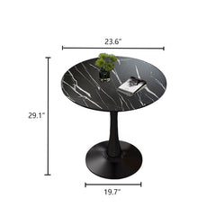 Round Table, Modern Dining Table, Dining Table, MDF Top and Steel Base Tulip Round Kitchen Table, Kitchen Table, Mid Century Coffee Table for Living Room 24 Inch, Oval Dining Table