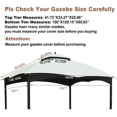 Replacement Canopy Top for Lowe's Allen Roth Heavy Duty Gazebo Roof Gazebo Top with Air Vent 10X12 Gazebo CoverReplacement Top Only (White)