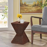 TESS Modern Side Table – Stylish Cent Table Compatible with Living Room, Bedroom, or Office – Versatile Home Furniture with Design and Sturdy Construction,Dark Brown Color
