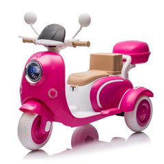 12V Two motors Kids Ride On Level Up Two-seater Electric Motorcycle,Three-wheel Toy w/Music,Bluetooth,USB,Backseat flip adult seat,Portable Storage Hooks&Oversized Trunk,LED Headlight For Kids 3-6.