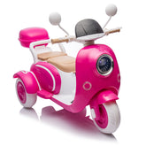 12V Two motors Kids Ride On Level Up Two-seater Electric Motorcycle,Three-wheel Toy w/Music,Bluetooth,USB,Backseat flip adult seat,Portable Storage Hooks&Oversized Trunk,LED Headlight For Kids 3-6.
