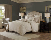 8-Piece Queen Abstract Comforter Set, Tan+Ivory