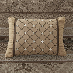 5 Piece Reversible Jacquard Bedspread Set Brown/Gold Queen