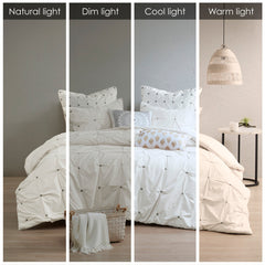 King/Cal King 3 Piece Elastic Embroidered Cotton Duvet Cover Set