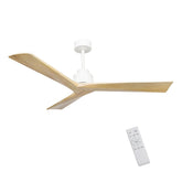 52" Wood Ceiling Fan NO light, 3 Reversible Blades, with 6 Speeds Reversible DC Motor,Low Profile Ceiling Fan with no light for Living Room Kitchen Bedroom