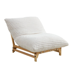 Accent Armless Lazy Sofa, Casual Single Sofa, Corduroy Fabric, For Living Room And Bedroom , With Backrest, Single Seat, OFF-WHITE