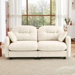 Loveseat Cloud Sectional Couches Chenille Fabric, Tufted Cushion Backrest Design, Ergonomic Design, High-Density Foam Easy Install Elegant Armrests High Quality Wooden Base,Fits Living Rooms,Beige